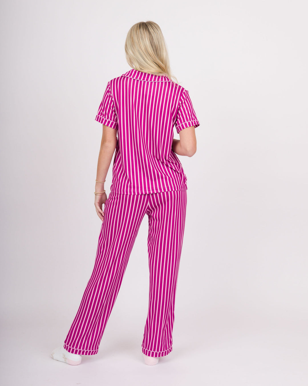 Pink Striped Pajama Set