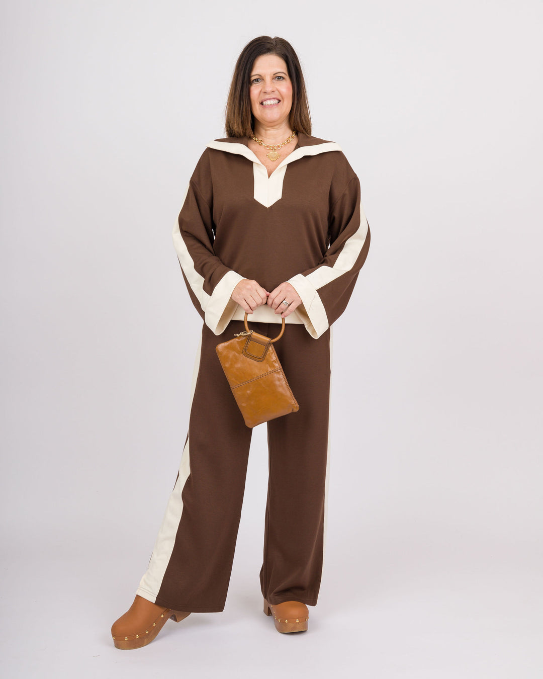 Cocoa Brown Color Block Pants