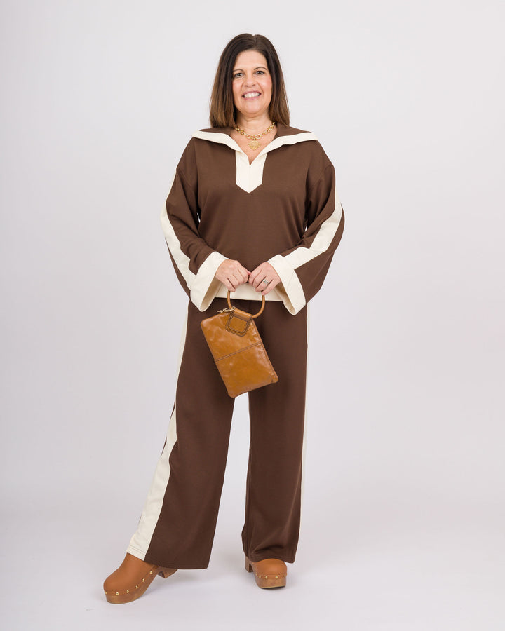 Cocoa Brown Color Block Pants