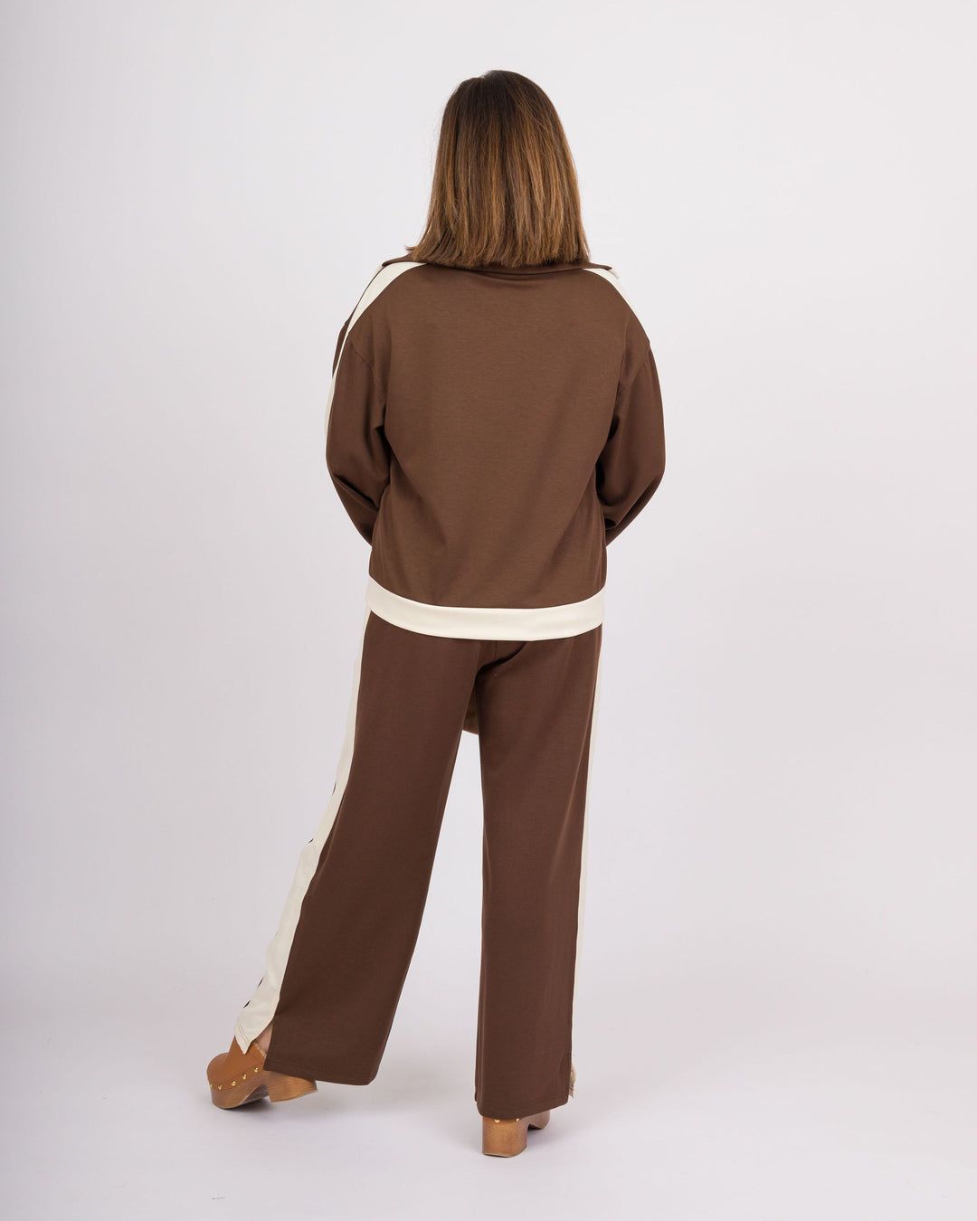 Cocoa Brown Color Block Top