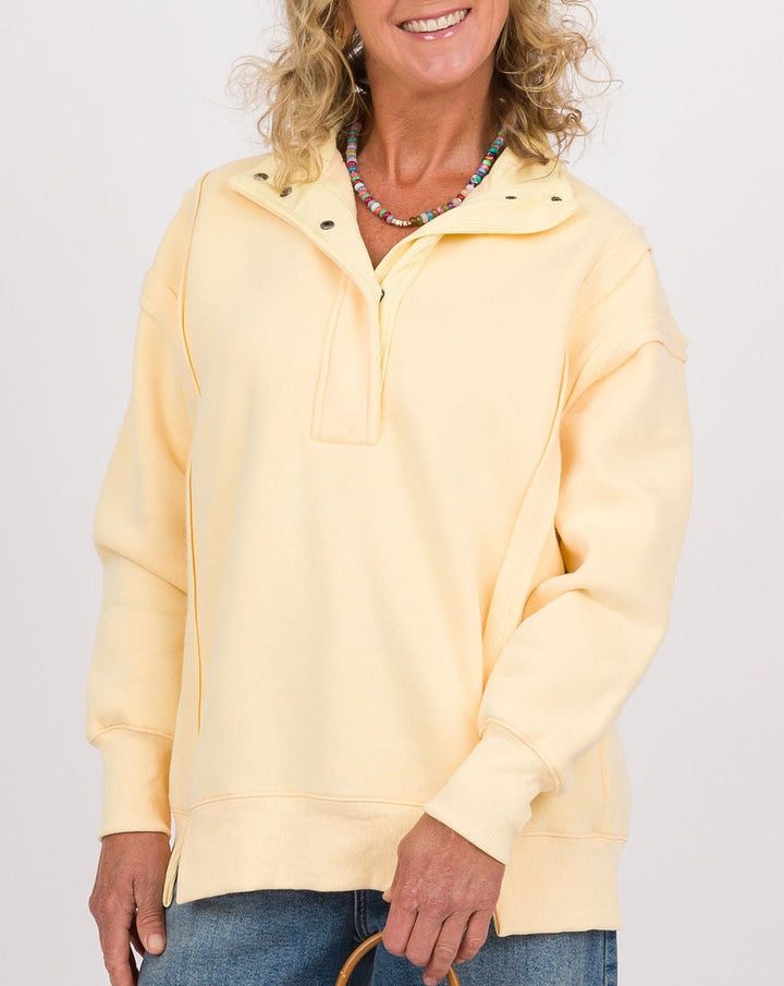 Yellow Snap Neck Vintage Pullover