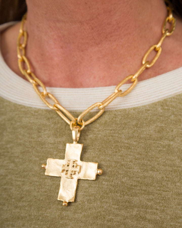 Susan Shaw Jerusalem Double Cross Chain Necklace