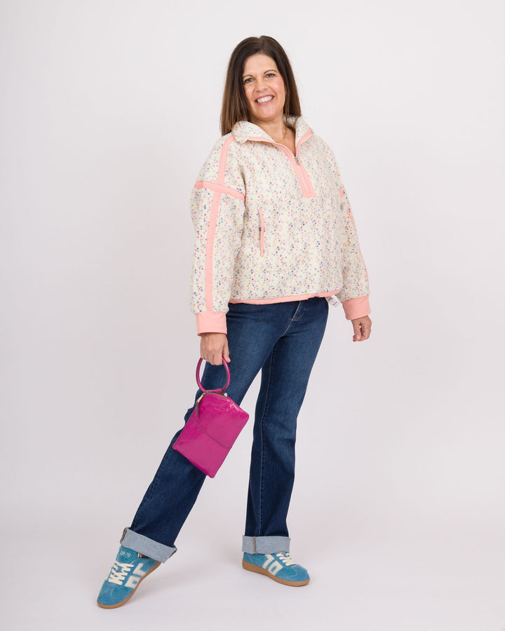 Confetti Print Quarter Zip Pullover