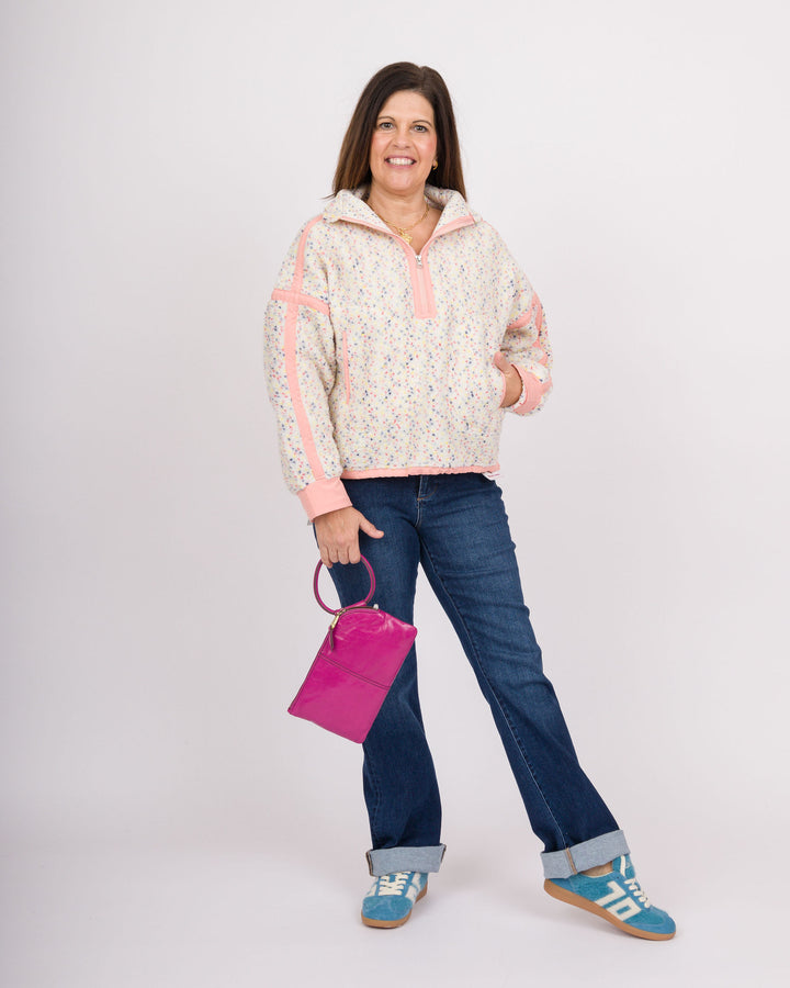Confetti Print Quarter Zip Pullover