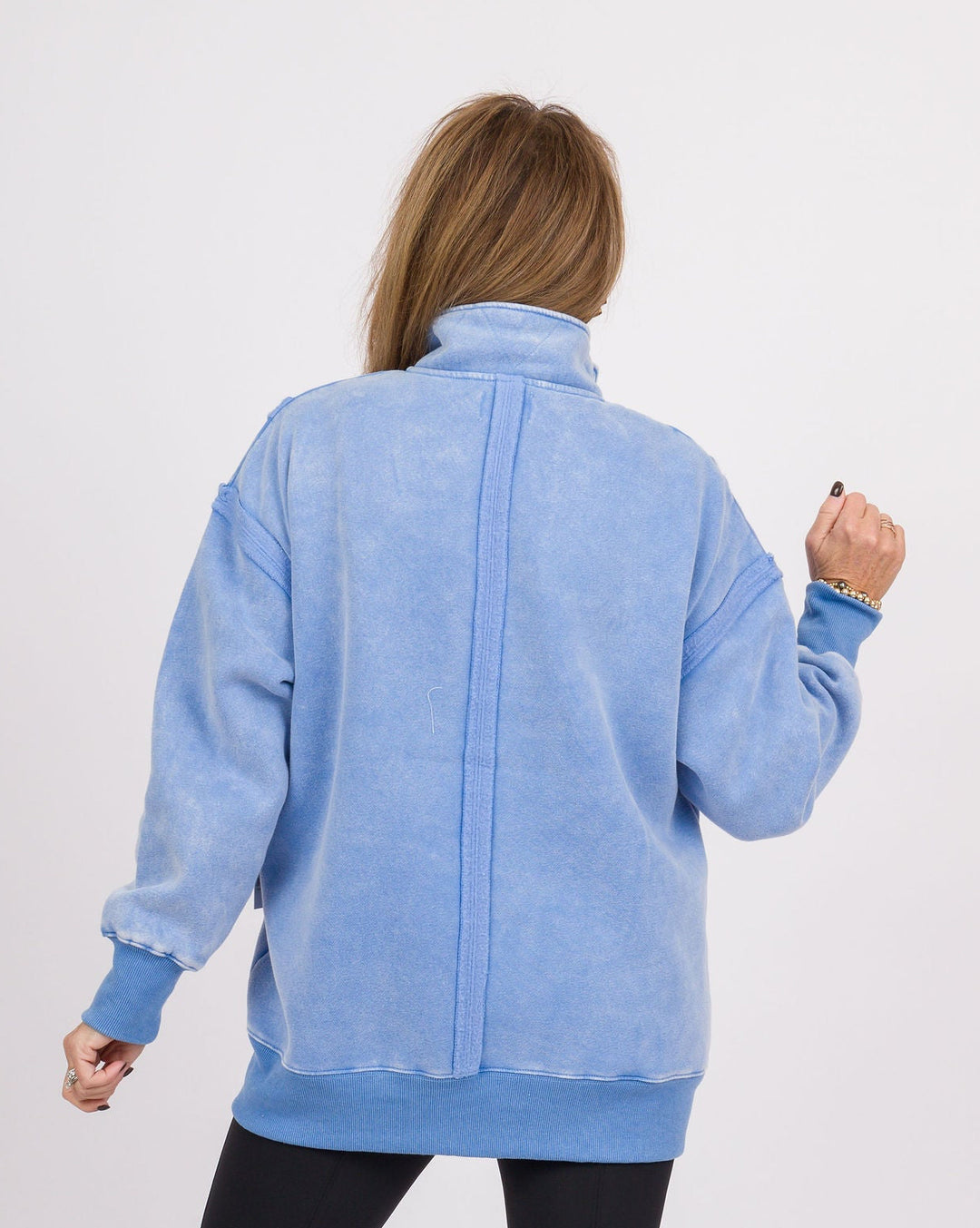 Light Blue Snap Neck Vintage Pullover