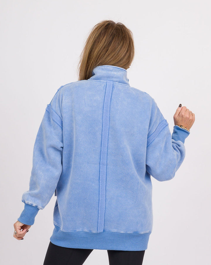 Light Blue Snap Neck Vintage Pullover