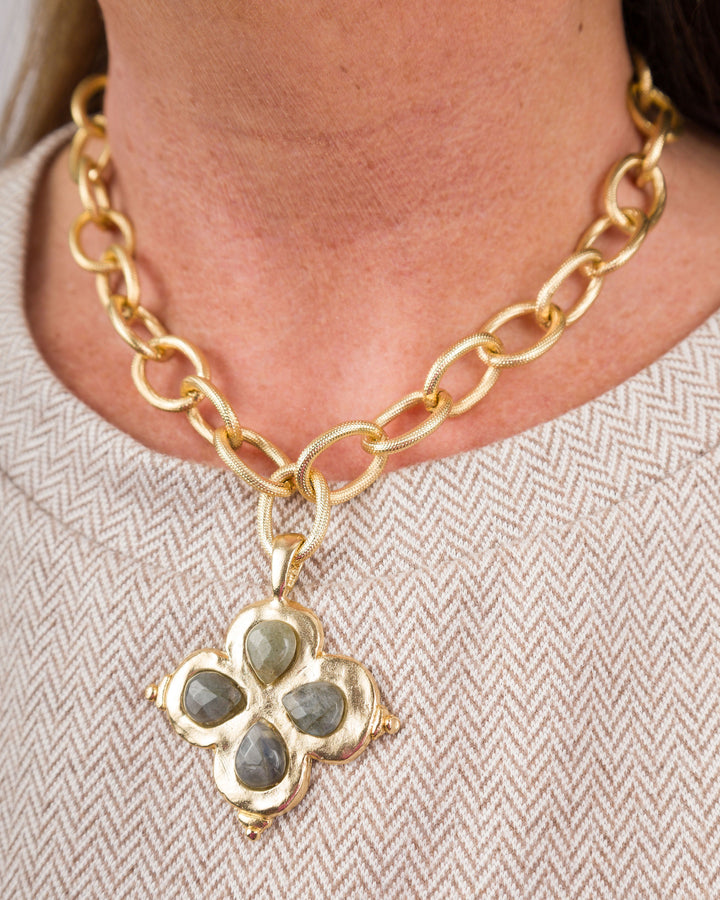 Susan Shaw Labradorite Clover Necklace