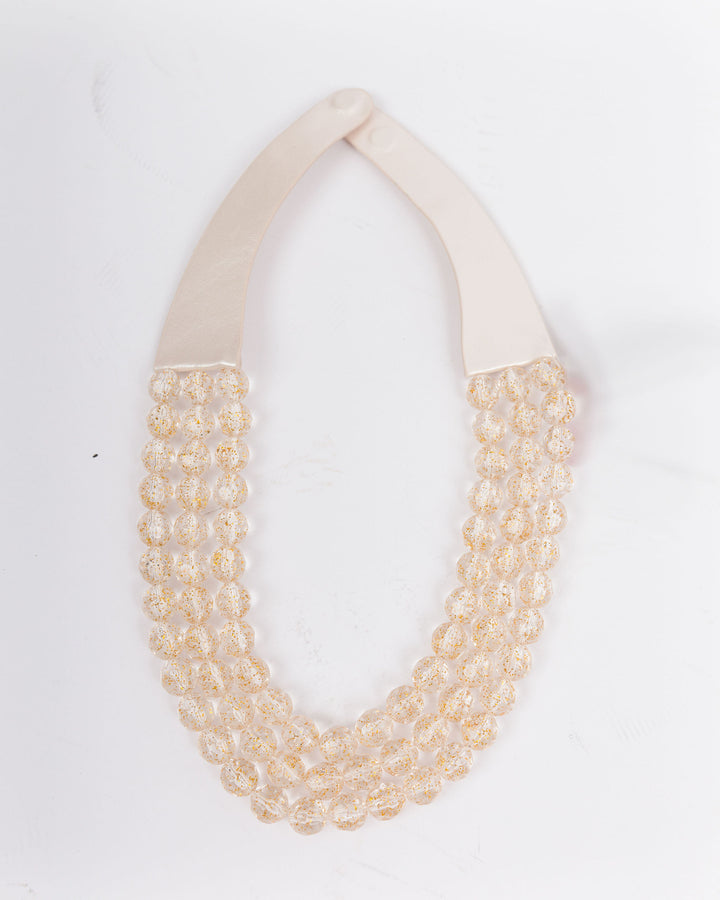 3 Row Beaded Necklace Clear