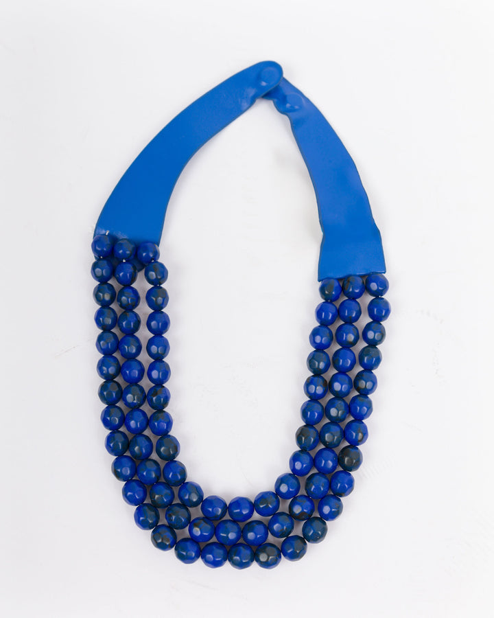 3 Row Beaded Necklace Royal Blue