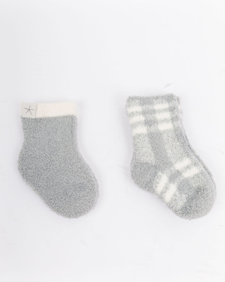 Barefoot Dreams Baby Plaid Sock Set Moonbeam