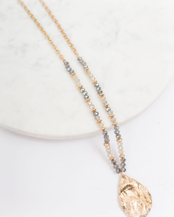 Beaded Texture Teardrop Necklace