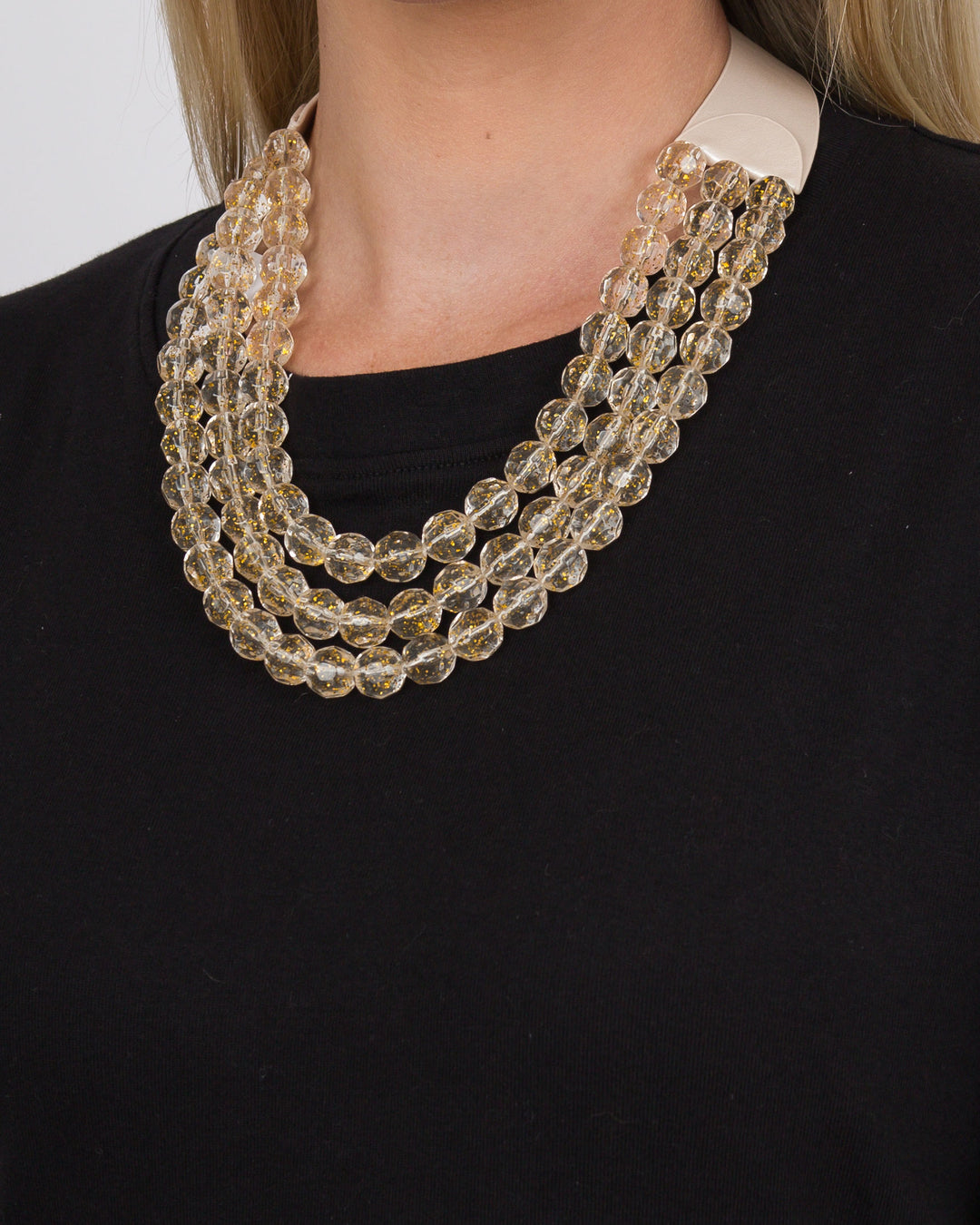 3 Row Beaded Necklace Clear