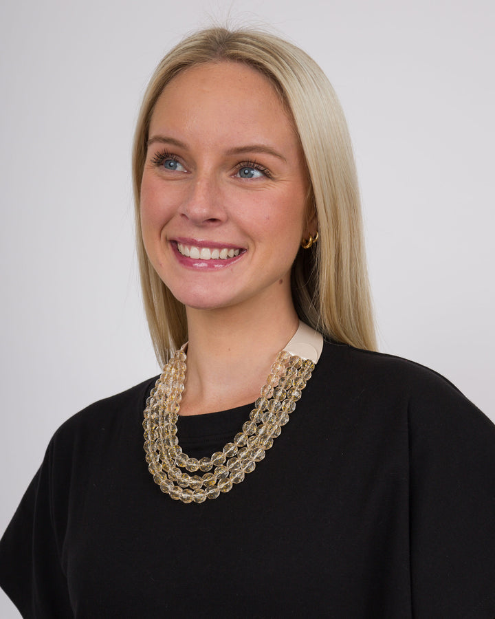 3 Row Beaded Necklace Clear