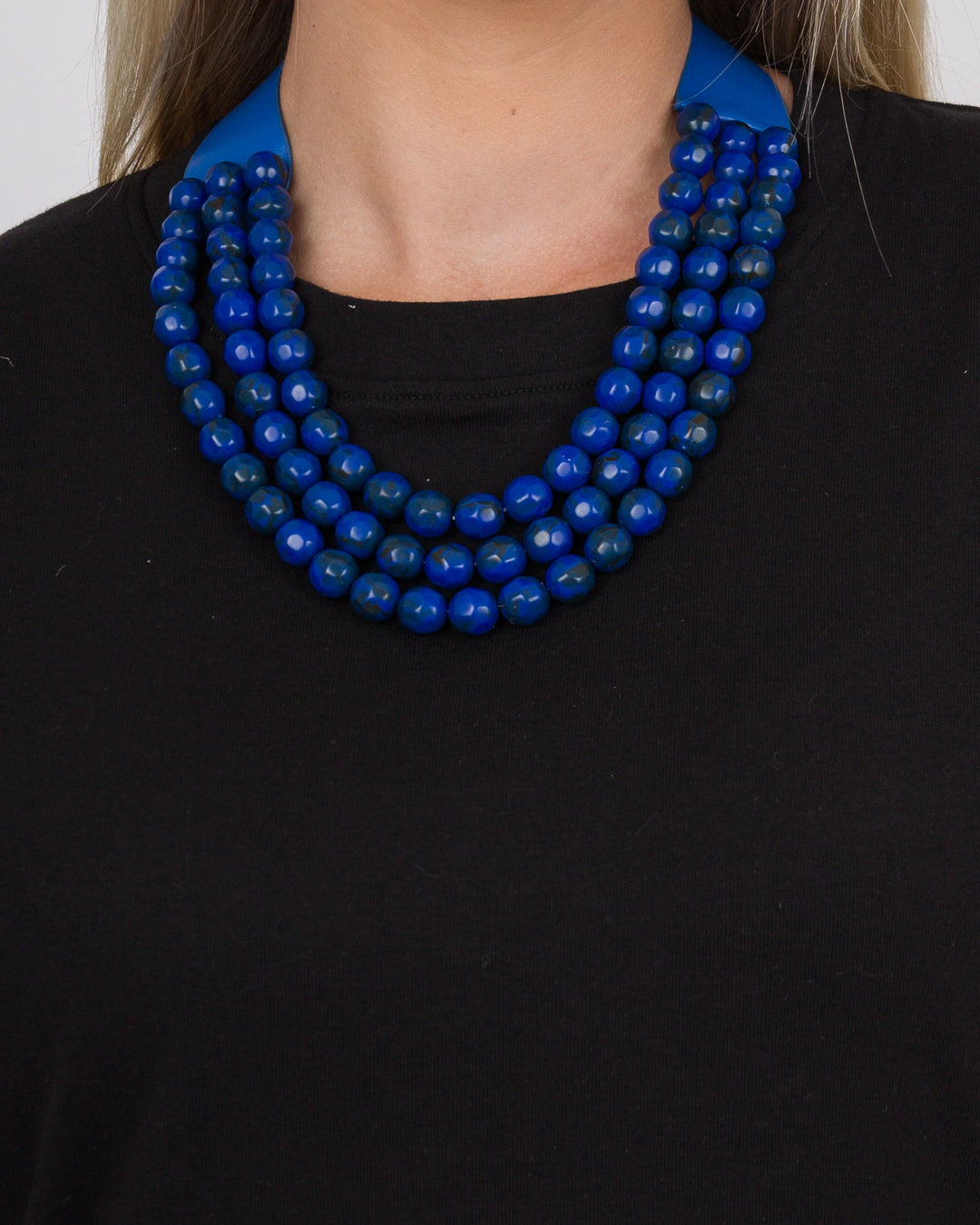 3 Row Beaded Necklace Royal Blue