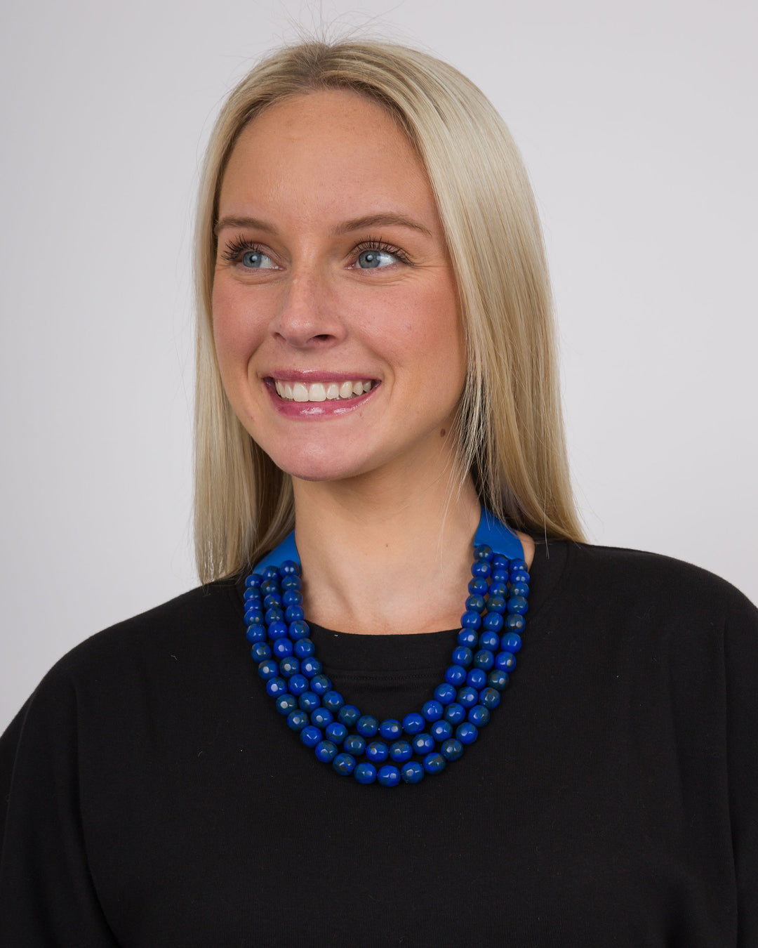 3 Row Beaded Necklace Royal Blue