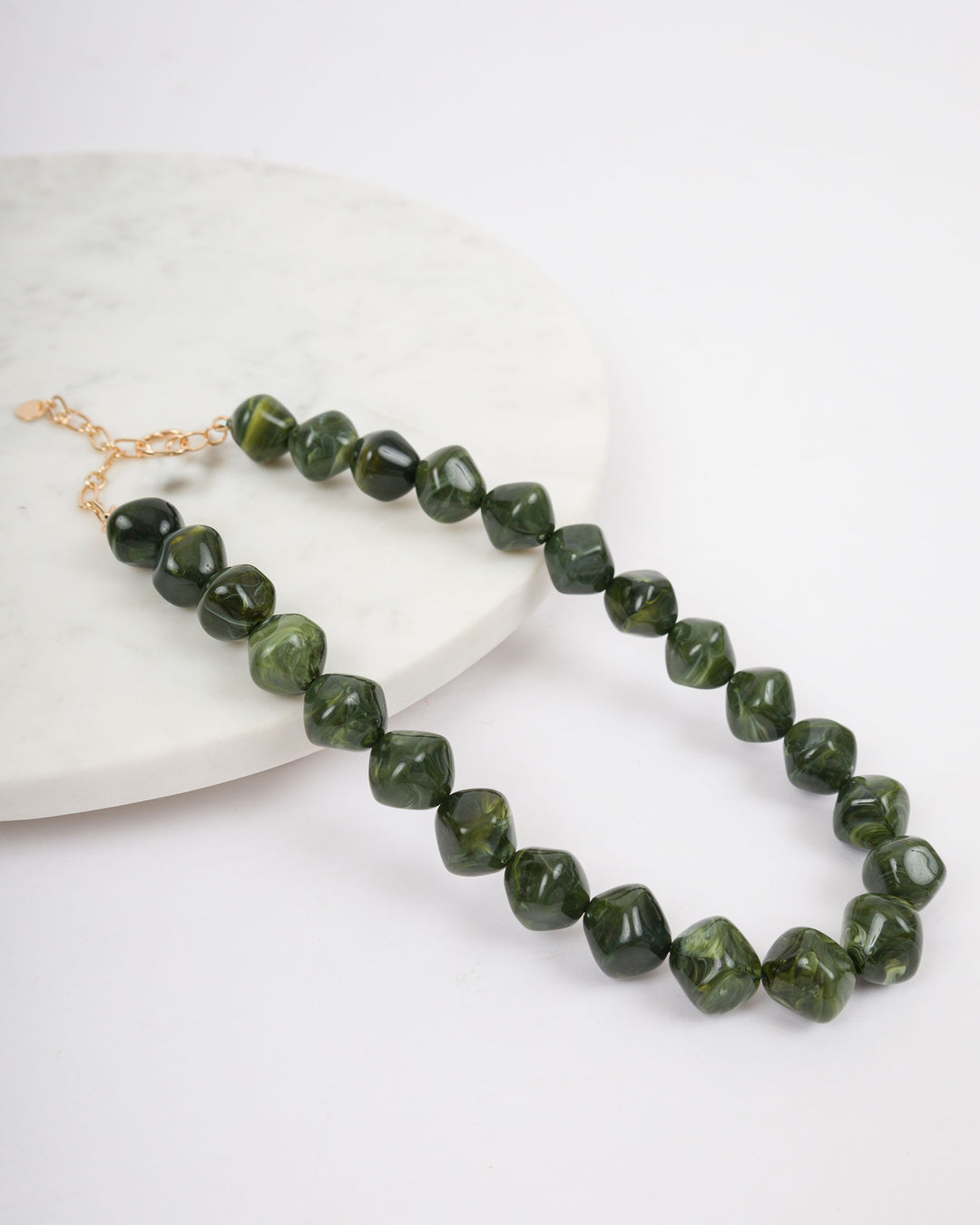 Marble Pebble Stone Necklace - Green