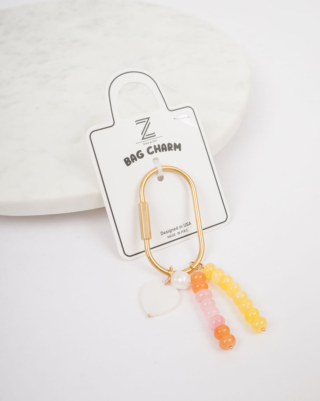 Purse Bag Small Heart Charm - Yellow, Pink and Orange