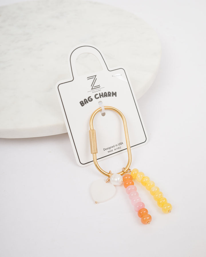 Purse Bag Small Heart Charm - Yellow, Pink and Orange