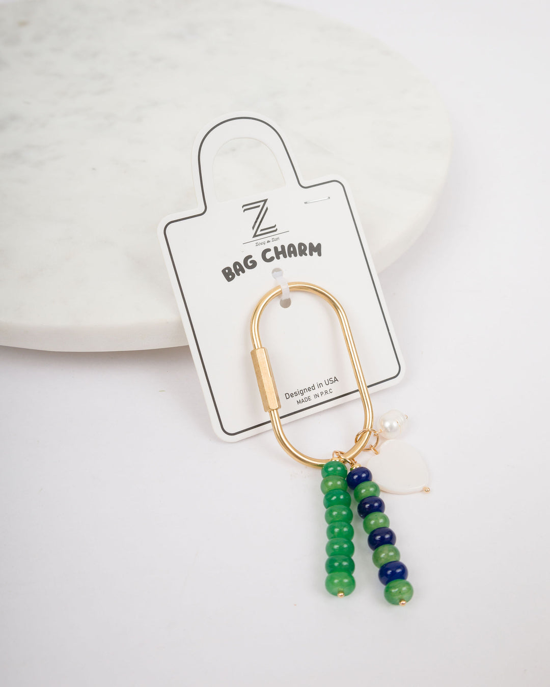 Purse Bag Small Heart Charm - Green and Blue