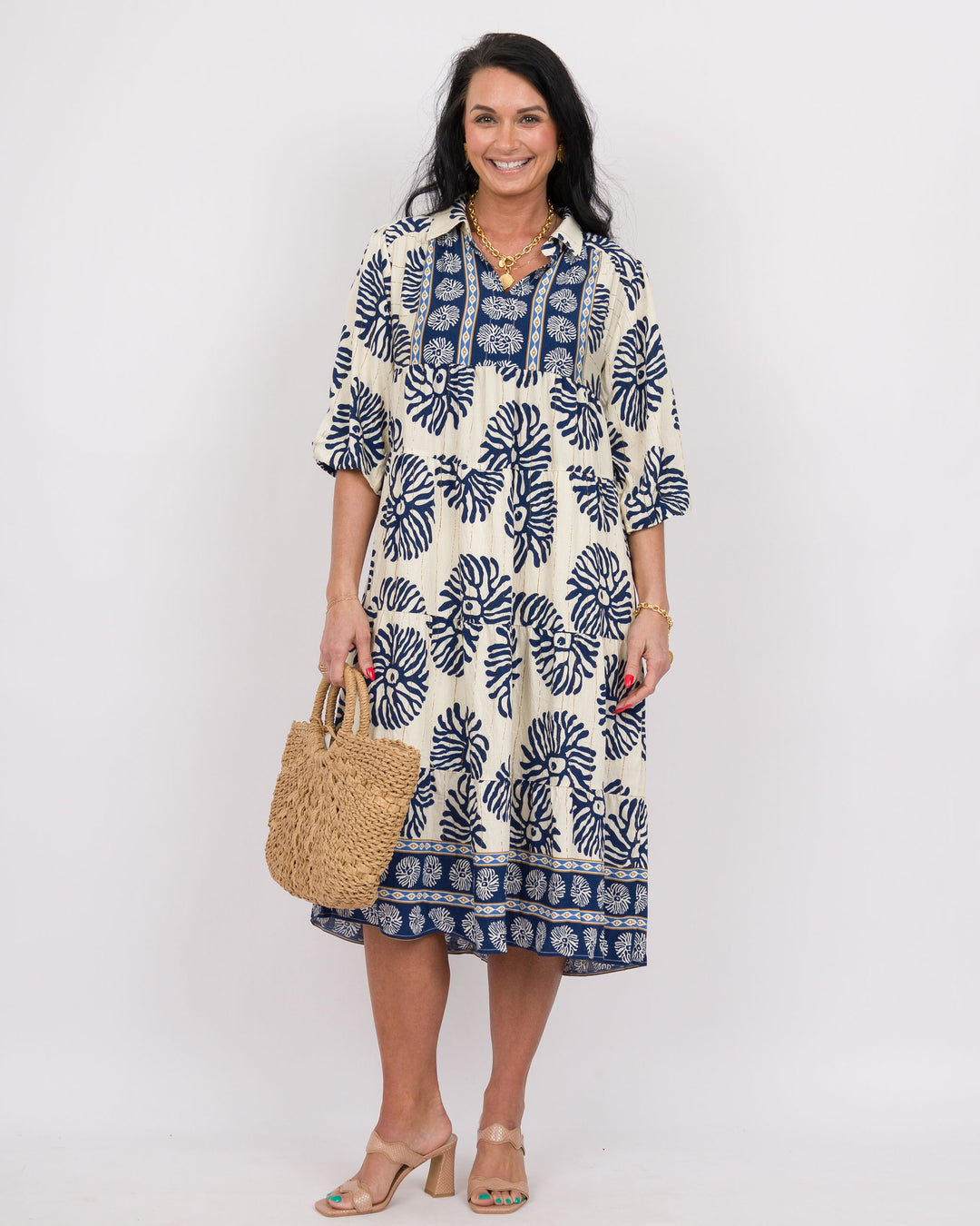 Maude Navy Midi Dress Navy