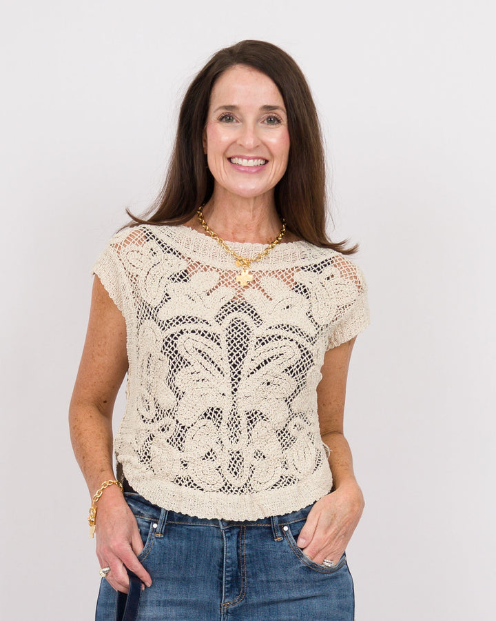 Dharma Crochet Vest Top Natural