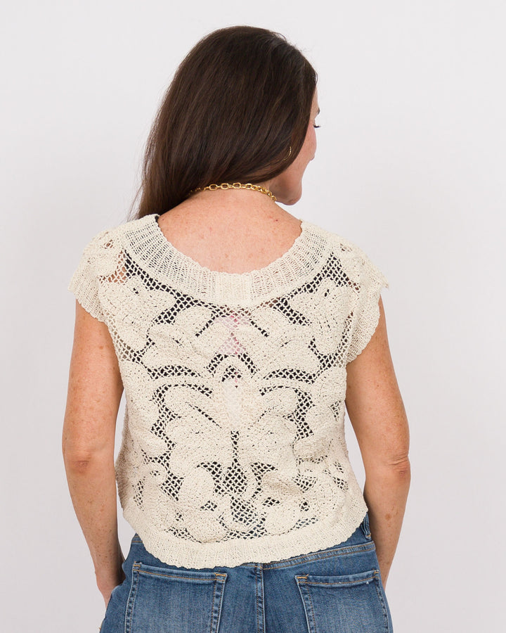 Dharma Crochet Vest Top Natural