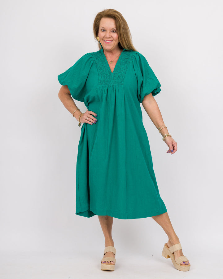 Jade Smocked Yoke Midi Dress