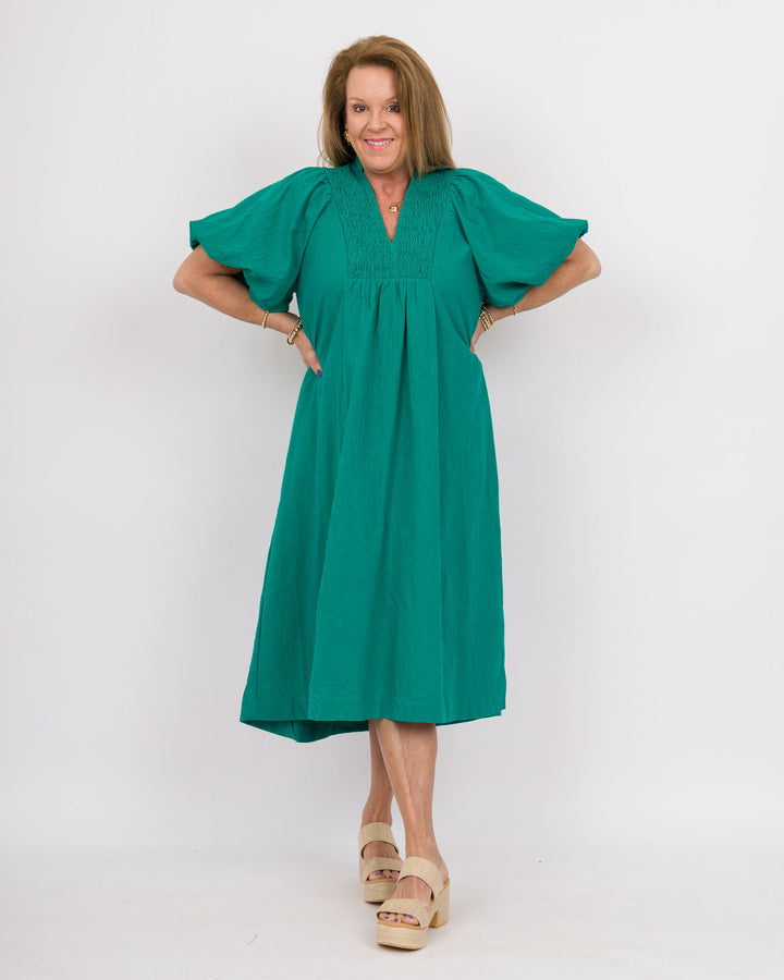 Jade Smocked Yoke Midi Dress