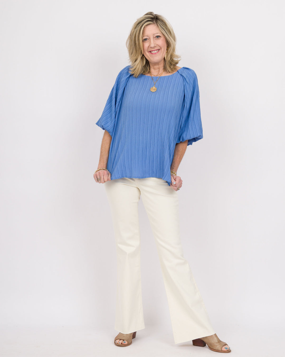 3/4 Sleeves Top Orchid Blue