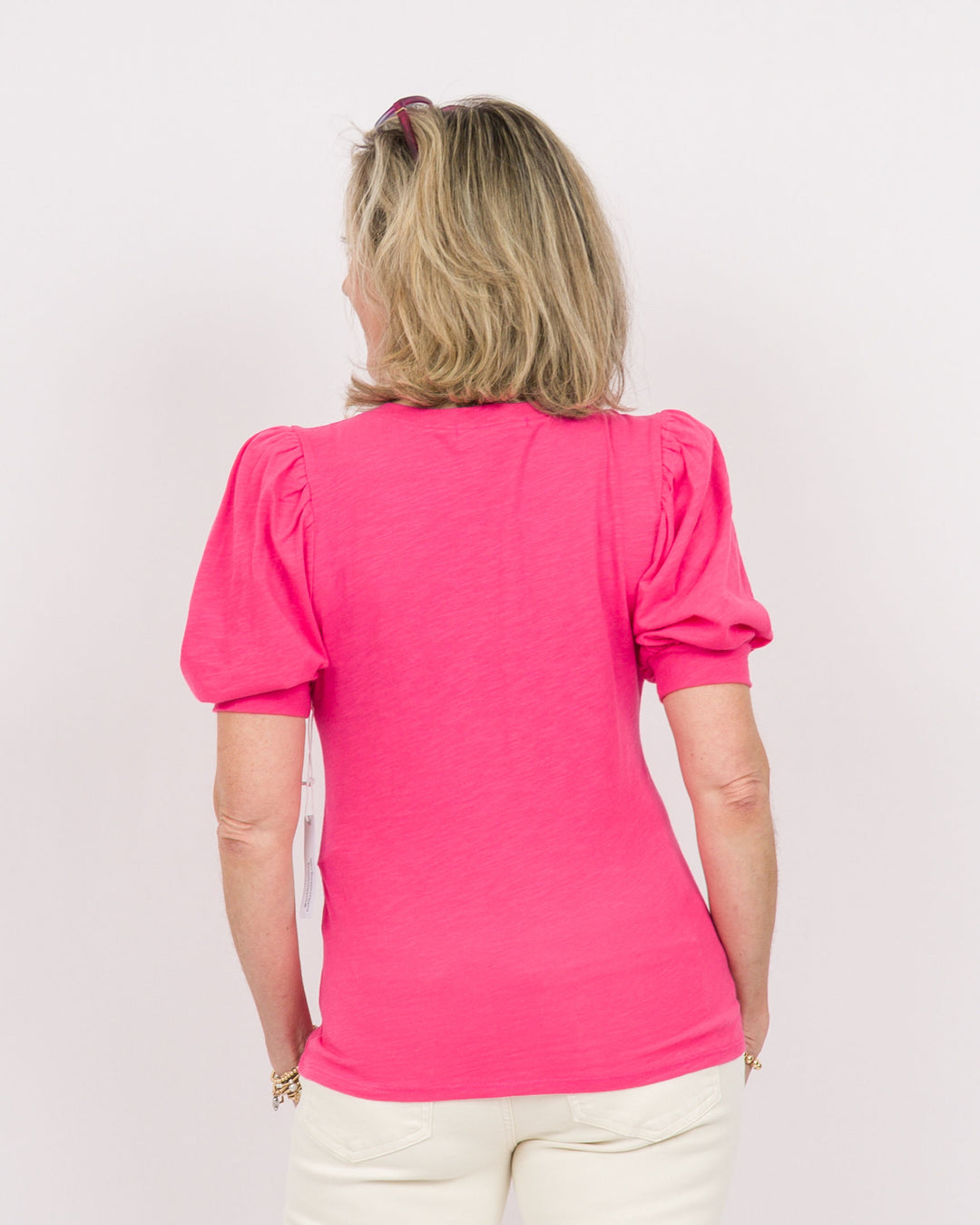 Kira Puffed Sleeve Tee Fandango Pink