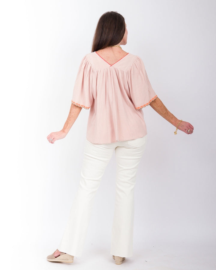 3/4 Sleeve Top Dusty Peach