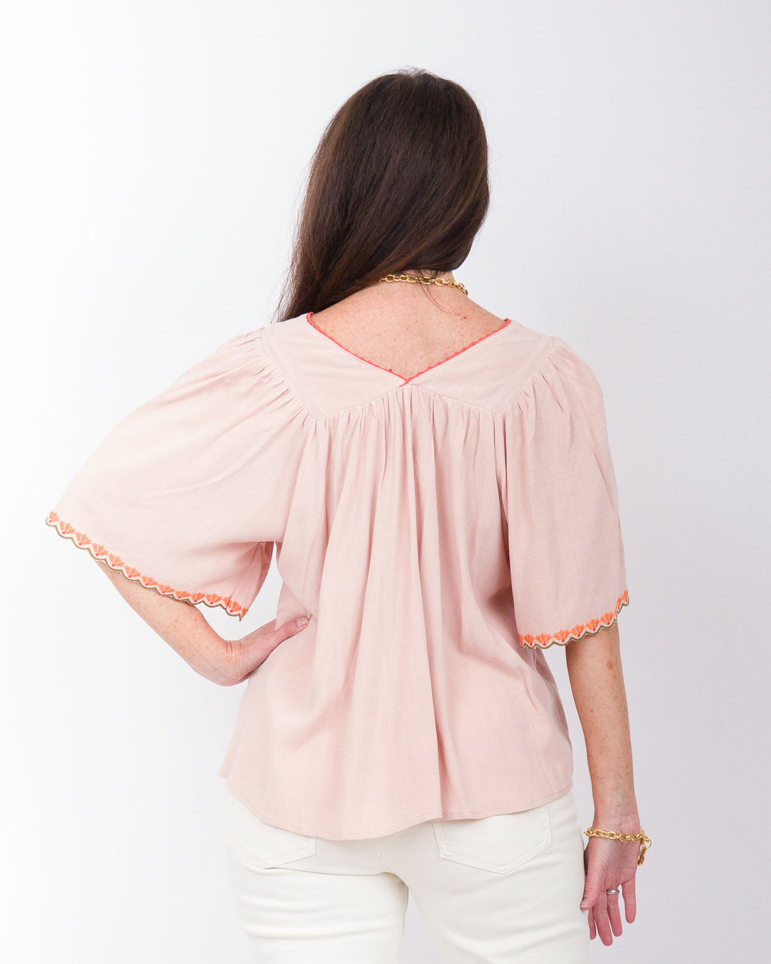 3/4 Sleeve Top Dusty Peach