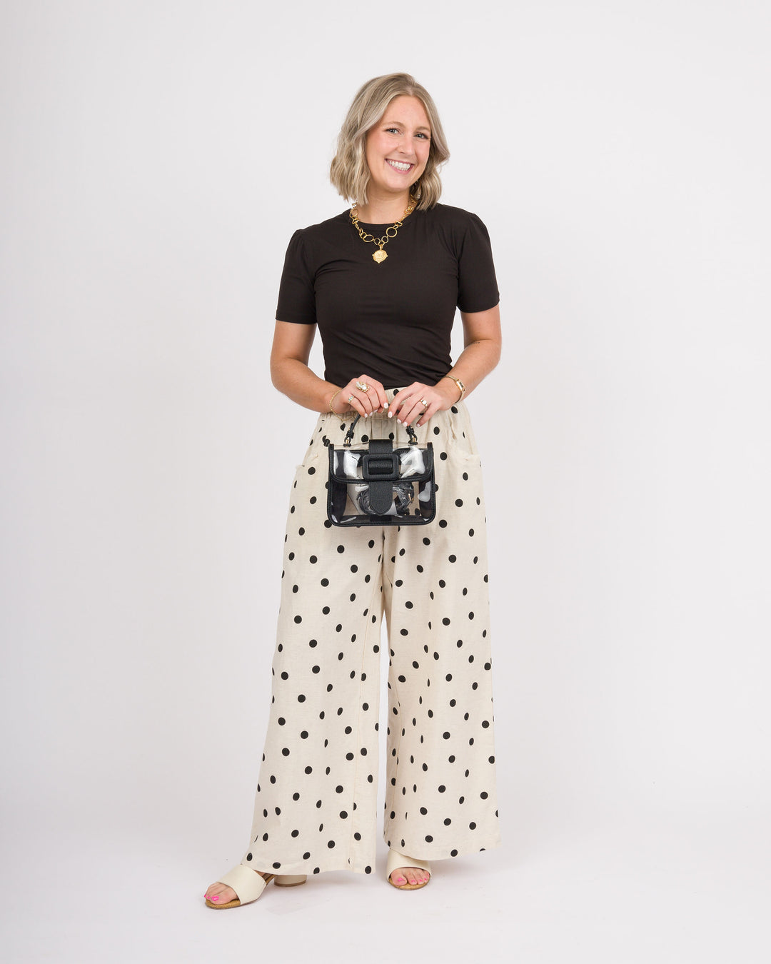 Josslyn Polka Dot Pants - Oatmeal