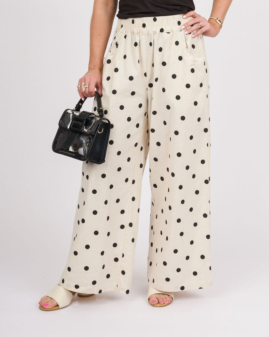 Josslyn Polka Dot Pants - Oatmeal