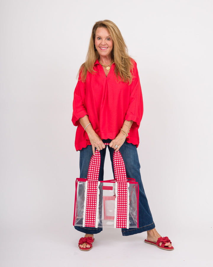 Della Scalloped Top - Tomato