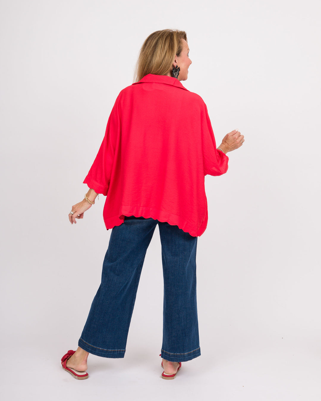 Della Scalloped Top - Tomato