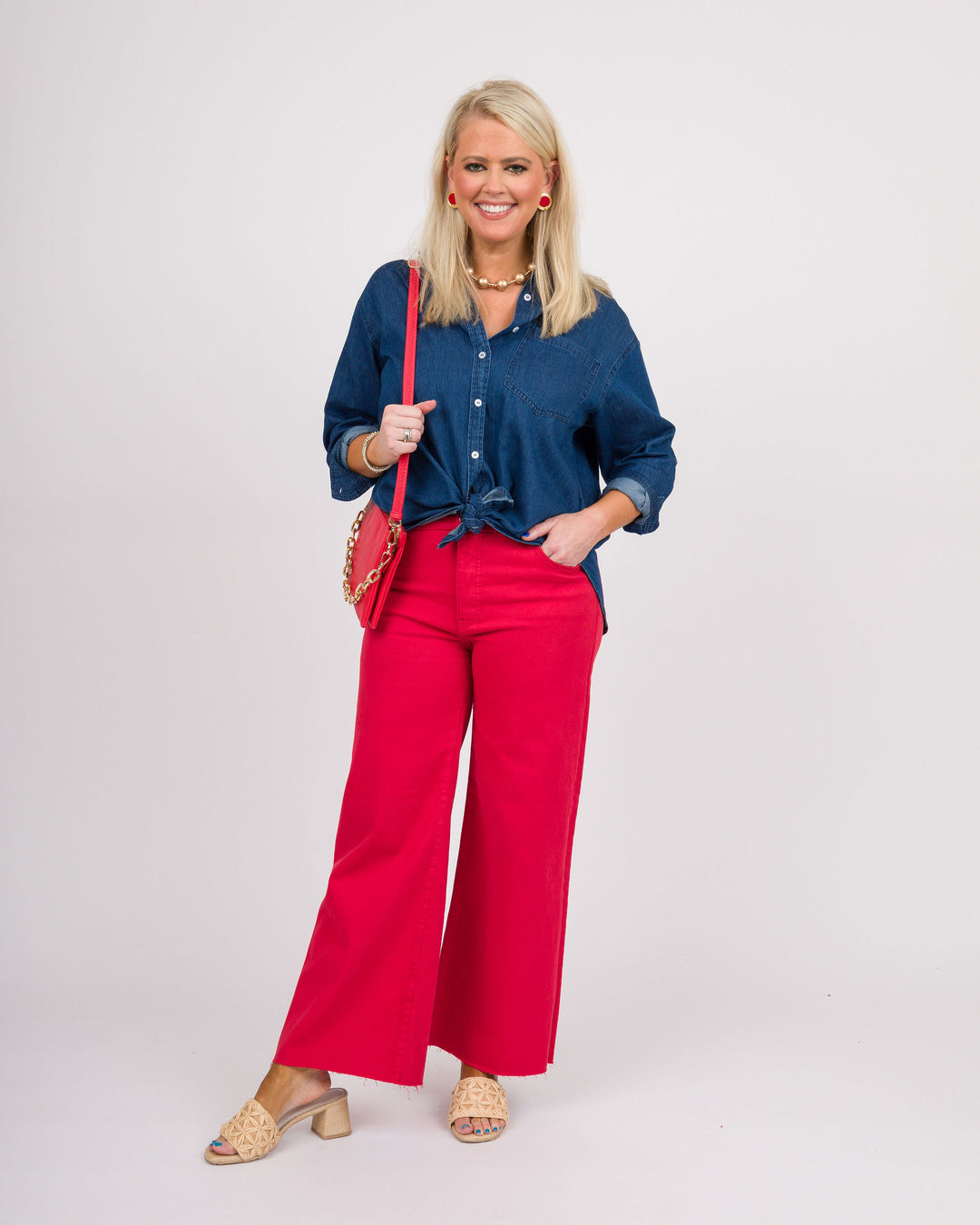 KUT from the Kloth Meg High Rise Wide Leg - Tomato