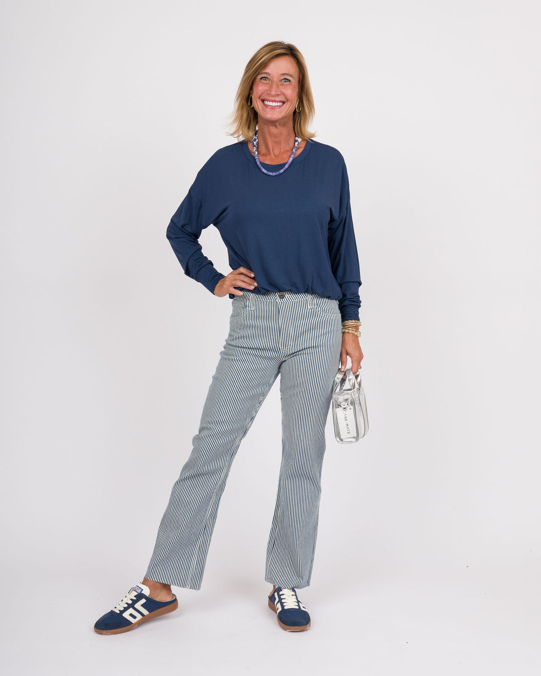 Casey Bamboo Bubble Top - Navy