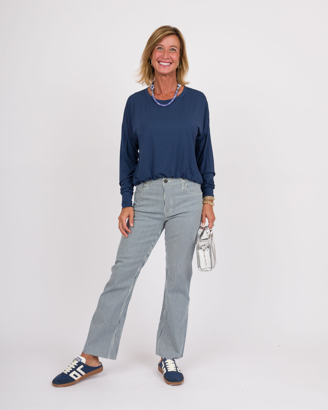 Casey Bamboo Bubble Top - Navy