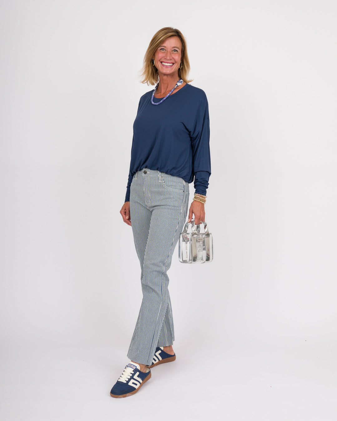 Casey Bamboo Bubble Top - Navy