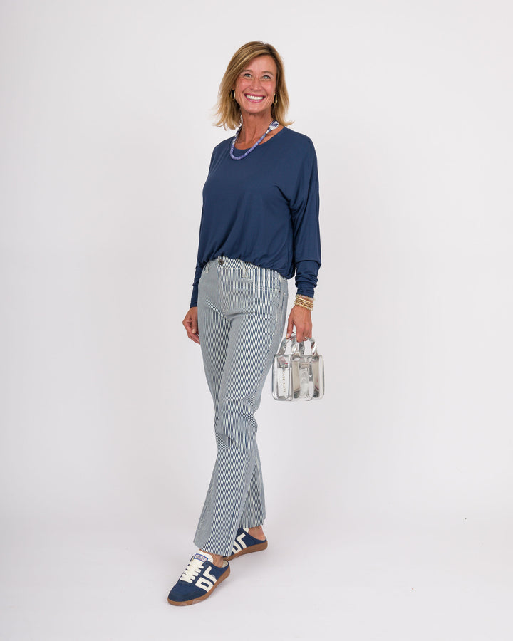 Casey Bamboo Bubble Top - Navy