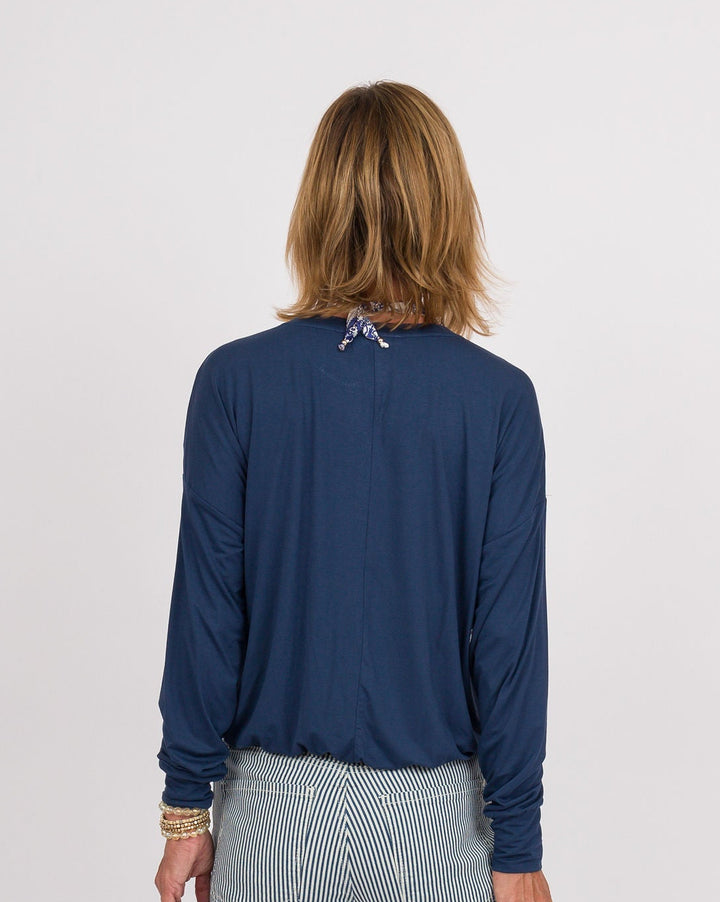 Casey Bamboo Bubble Top - Navy