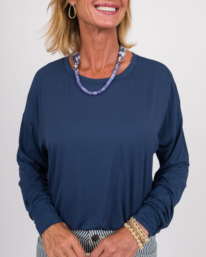 Casey Bamboo Bubble Top - Navy