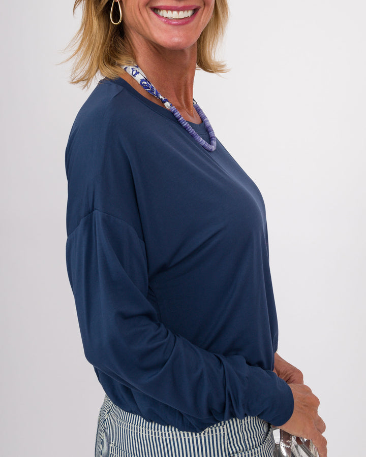Casey Bamboo Bubble Top - Navy