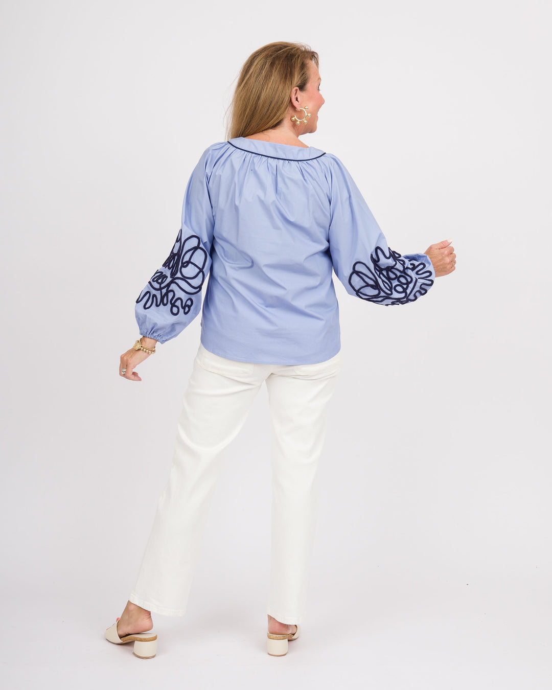 Blue Soutache Embroidered Top