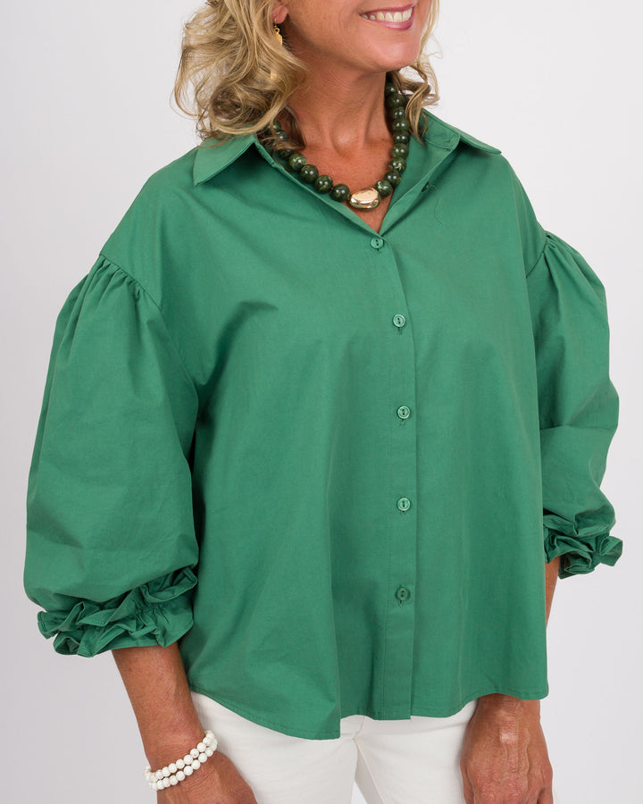 Pacific Green 3/4 Puff Sleeve Top