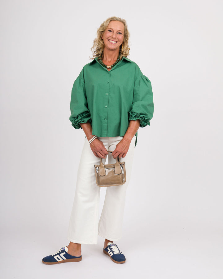 Pacific Green 3/4 Puff Sleeve Top