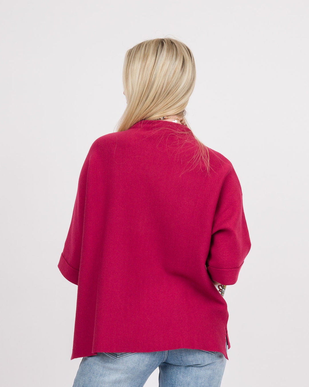 Danni Mock Neck Dolman Top - Crimson