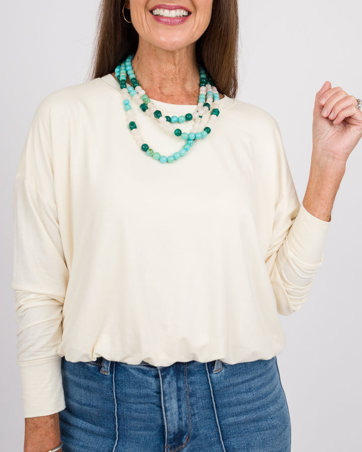Casey Bamboo Bubble Top - Off-White