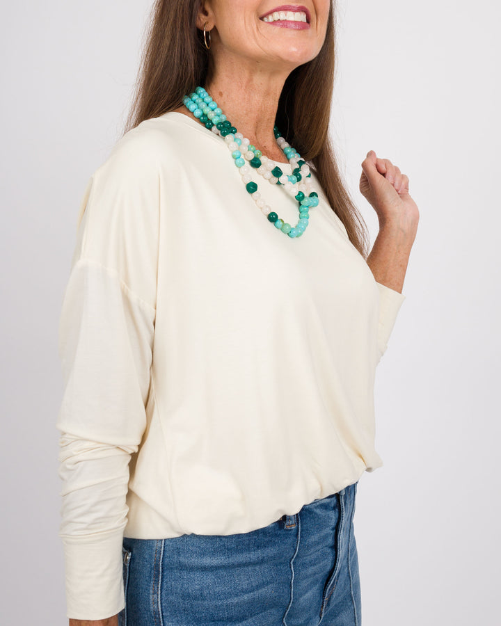 Casey Bamboo Bubble Top - Off-White
